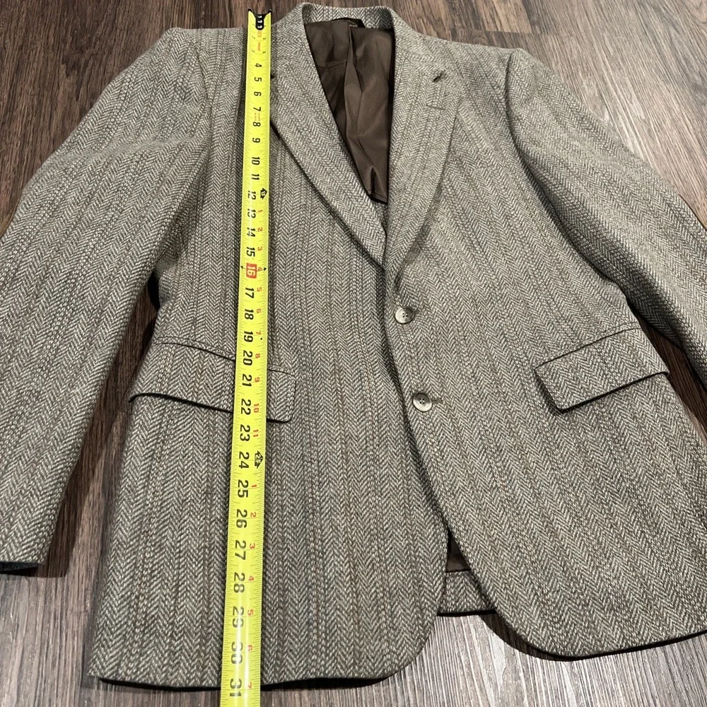 Imperial By Haggar  Brown Tweet Wool Herringbone Blazer Men's Size 42R VTG